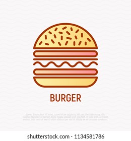 Burger thin line icon. Modern vector illustration.