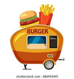 Burger trailer mobile snack icon. cartoon illustration of burger trailer mobile snack vector icon for web