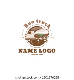 Logo de un camión de hamburguesas, cocina de Medio Oriente, panecillos