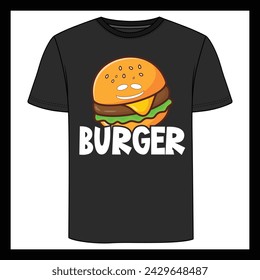 Burger tshirt design premium vector