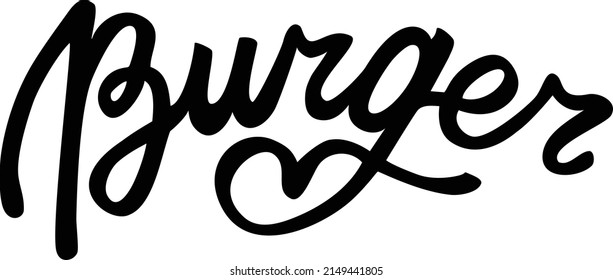 Burger Typografie Logo Design. Trendy Schreibstil. Logo für Verpackung, Aufkleber, Etikett, Menü. Vektor eps10.