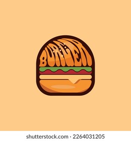 Burger typography logo design vector