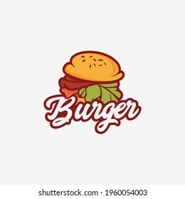 burger typography logo template isolated on white background. premium vector illustration
