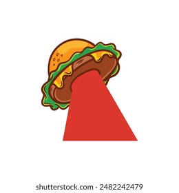 Burger UFO Illustration Creative Design Template Logo