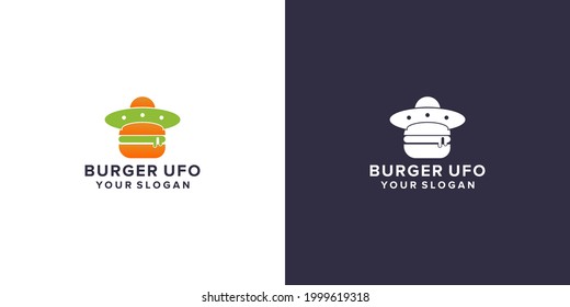 burger with ufo logo design
