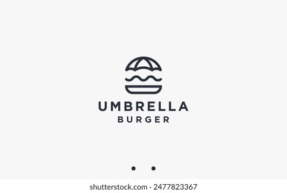 Burger mit Regenschirm Logo Design Vektorgrafik Silhouette Illustration