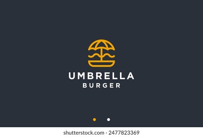 hamburguesa con diseño de logotipo de paraguas ilustración de silueta de Vector