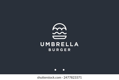 burger with umbrella logo design vector silhouette illustration