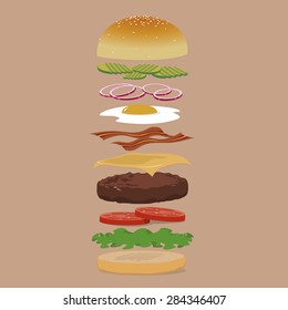 Burger with various additions for customization