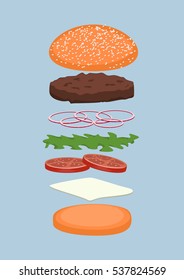 burger with various additions for customization