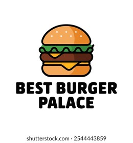 Vector de la hamburguesa, el mejor diseño e icono del logotipo del Vector del palacio de la hamburguesa