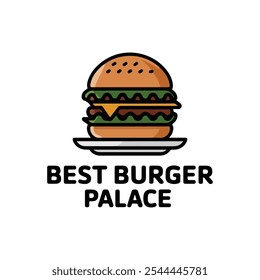 Burger Vektor, Best Burger Palast Vektor Logo Design und Symbol