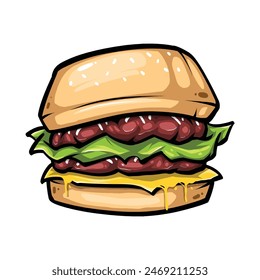 Burger vector cartoon illustration food logo icon