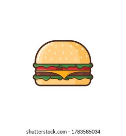 Burger Vector Cartoon Isolated - Foods and Drinks Illustration Cartoon Style.