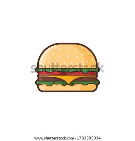Burger Vector Cartoon Isolated - Foods and Drinks Illustration Cartoon Style.