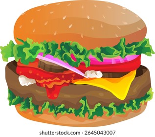 Vetor de hambúrguer Desenho de cores Design Gráfico Eat
