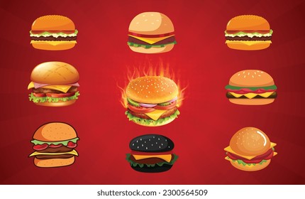 Vector de pasos de diseño vectorial de Burger