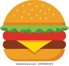 Burger Vector Diseño Ilustración de color plano