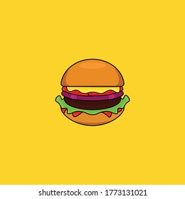 burger vector design illustration, junk food and fast food for meal and lunch in break time. icon flat design illustration.