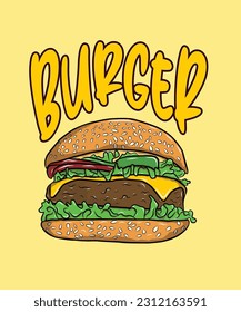 diseño de comida rápida vector de hamburguesa