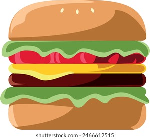 burger vector flat art illustration on white background