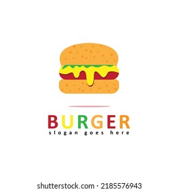 burger vector. Flat icon, logo or sticker for food, menu, website design.