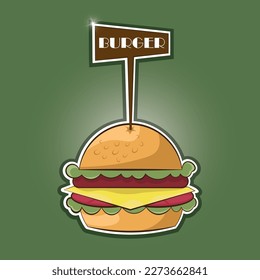 Burger vector graphics, logo, drawing, icon. Menu, cafe, fast food