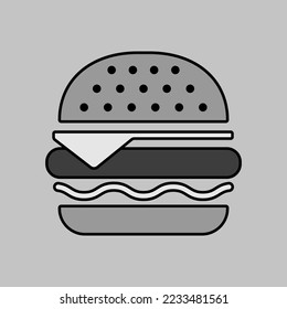 Burger vector grayscale icon. Fast food sign. Graph symbol for cooking web site and apps design, logo, app, UI