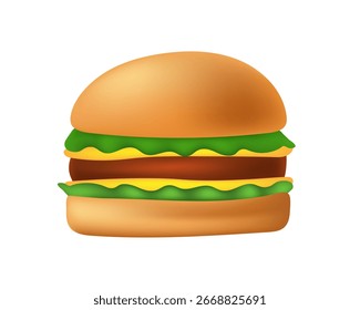 Hamburguesa. Vector hamburguesa aislado sobre fondo blanco. Clipart de Vector.