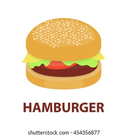 Burger vector icon cartoon style. Singe bad food icon from the fast food set - stock vector