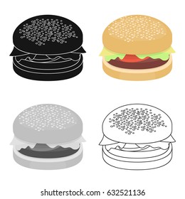 Burger vector icon in cartoon style for web