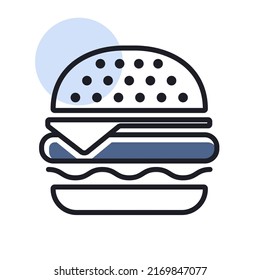 Icono vector de hamburguesa. Señal de comida rápida. Símbolo gráfico para cocinar diseño de sitio web y aplicaciones, logotipo, aplicación, interfaz de usuario