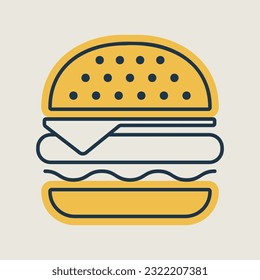 Icono vector de hamburguesa. Señal de comida rápida. Símbolo gráfico para cocinar diseño de sitio web y aplicaciones, logotipo, aplicación, interfaz de usuario