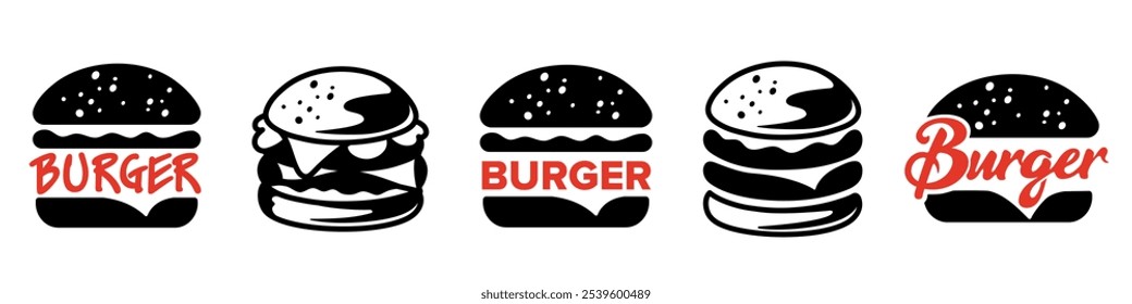 Burger vector icon. Fast food logo. Hamburger, menu, sandwich.