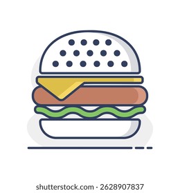 Burger vector icon. Fast food sign. Graph symbol for cooking web site and apps design, logo, app, UI