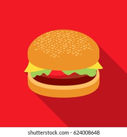 Burger vector icon in flat style for web