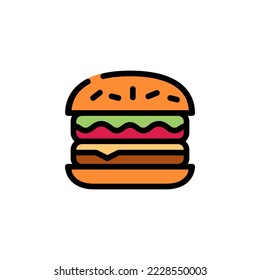 burger vector icon. food and beverage icon filled line style. perfect use for icon, logo, illustration, website, and more. icon design color style