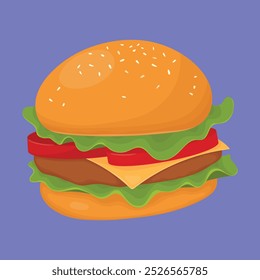 Icono de Vector de hamburguesa. ilustración de comida rápida de hamburguesa. icono de comida chatarra de hamburguesa