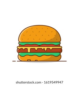 Burger Vector Icon Illustration. Delicious Burger Icon. Simple Burger
