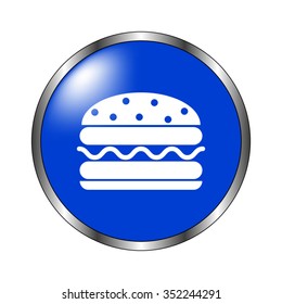 burger - vector icon on the blue button