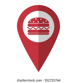 burger - vector icon; red map  pointer