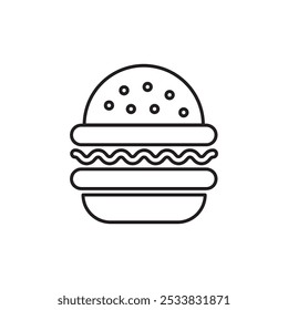 Ícone de vetor de hambúrguer. ilustração simples plana linear preta para web e app..eps