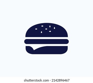 Vector de material del icono del vector de la hamburguesa. El Icono De La Hamburguesa Negra De Comida Rápida Está Aislado En Fondo Blanco.
