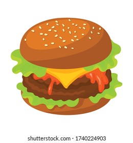 Burger vector icon.Cartoon vector icon isolated on white background burger.