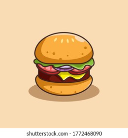 burger vector illustartion. design element. hand draw. flat design. food and drink. cartoon burger