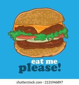 Burger vector illustration design, perfect for cafe poster wall decor design