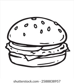 burger vector illustration in doodle style