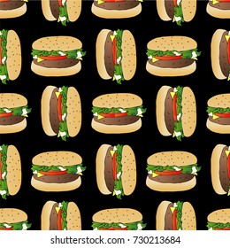 Burger vector illustration. Doodle style. Design icon, print, logo, symbol, decor, textile, paper.