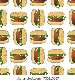 Burger vector illustration. Doodle style. Design icon, print, logo, symbol, decor, textile, paper.