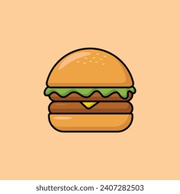 Burger Vector Illustration. Flat icon, logo or sticker for your design